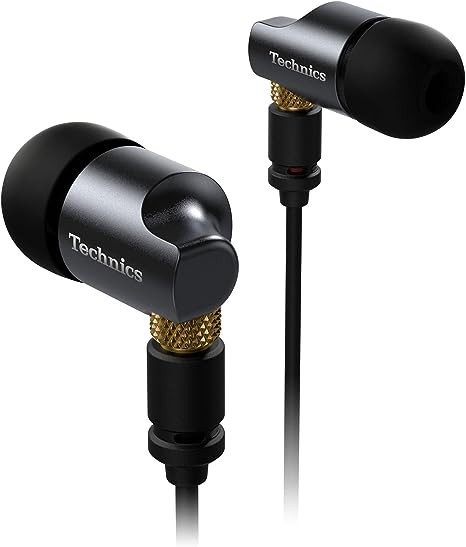 Technics Premium In-Ear Monitor IEM, High Fidelity Wired In-Ear Earphones with Innovative 10mm Drivers, Ultra Low Distortion - EAH-TZ700, Black/Gold